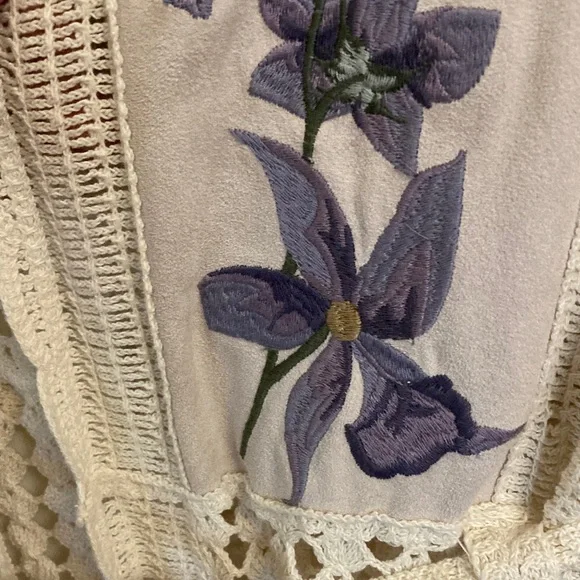 Handmade Boho Crochet Cardigan with Floral Embroidery - Picture 3 of 14